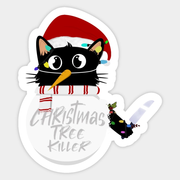 Funny Christmas tree killer Sticker by Rishirt